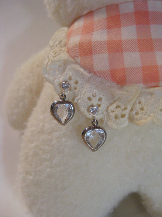 Double Heart Crystal Stud Earrings