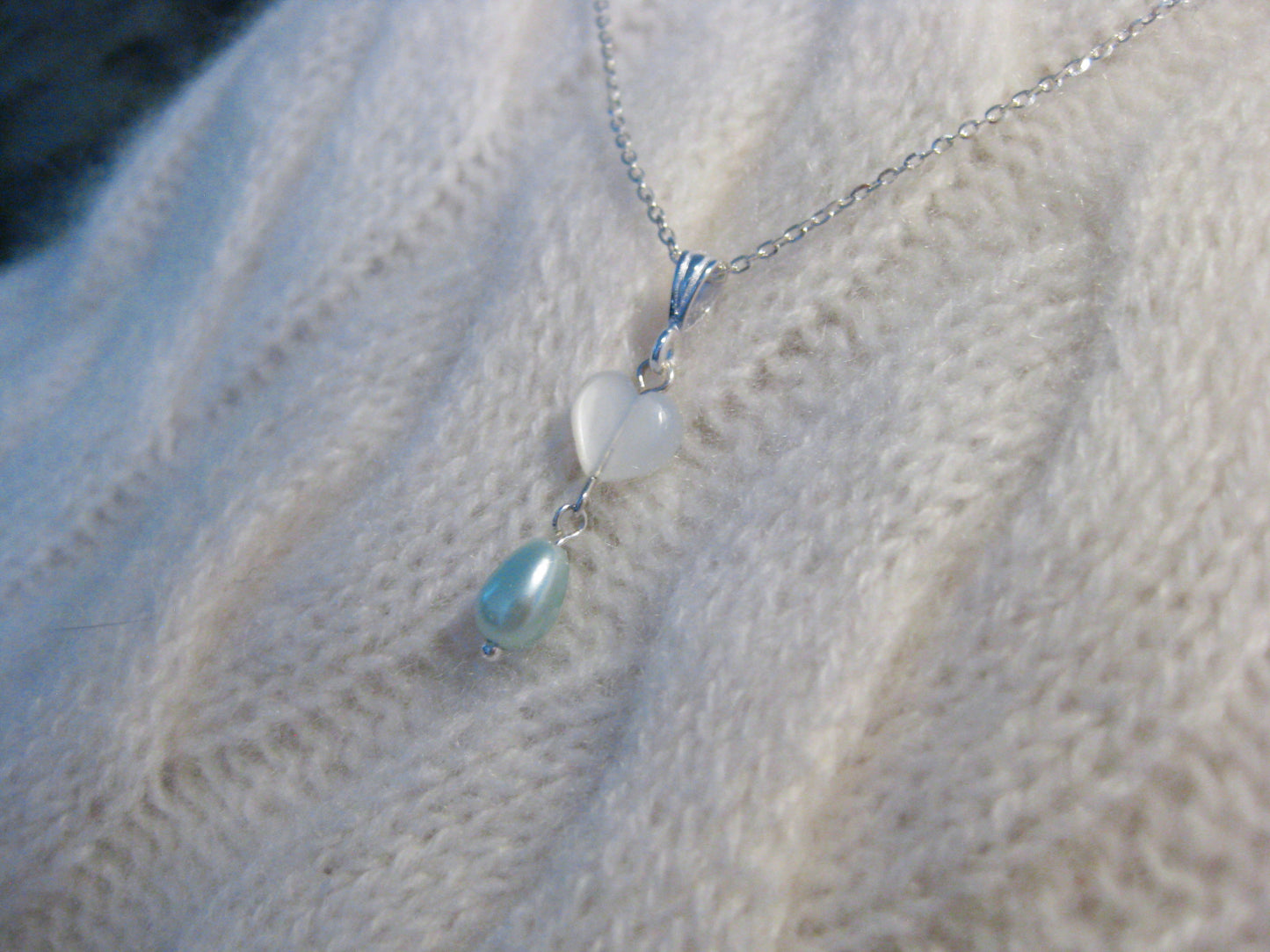 Moonstone Heart Pearl drop Necklace