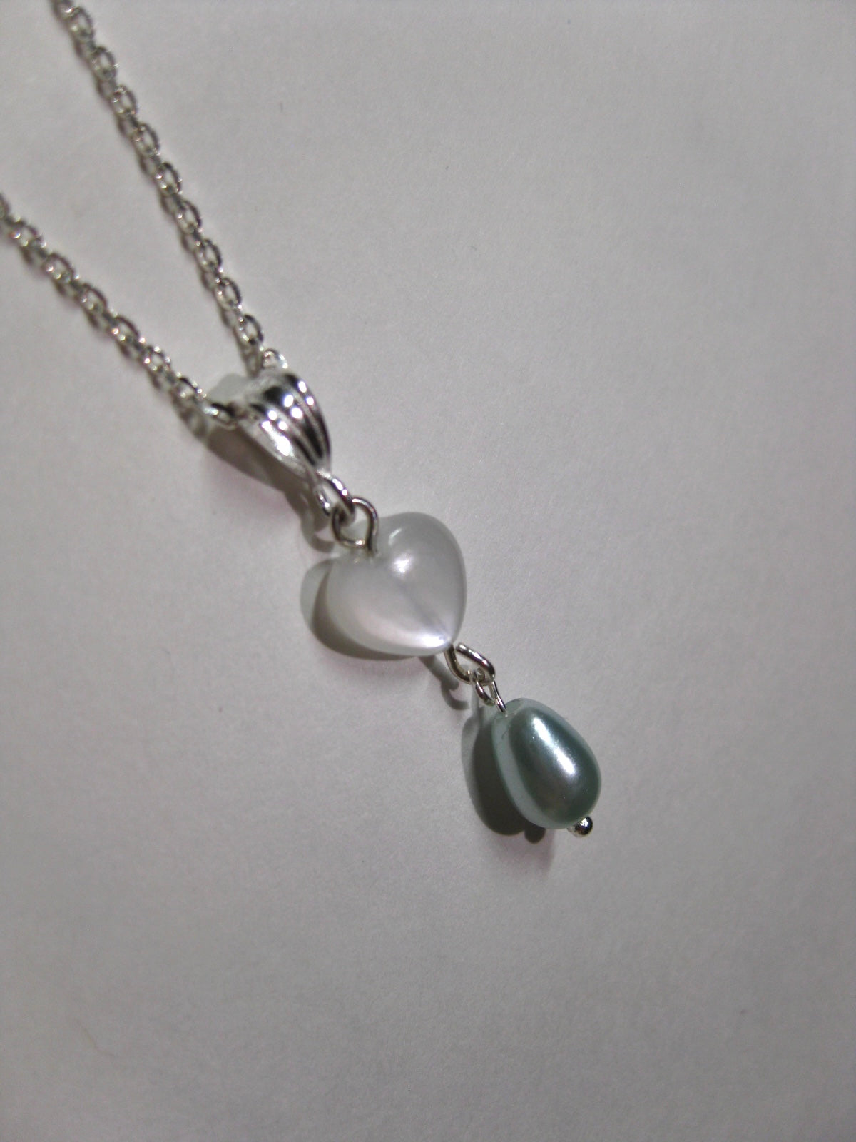 Moonstone Heart Pearl drop Necklace
