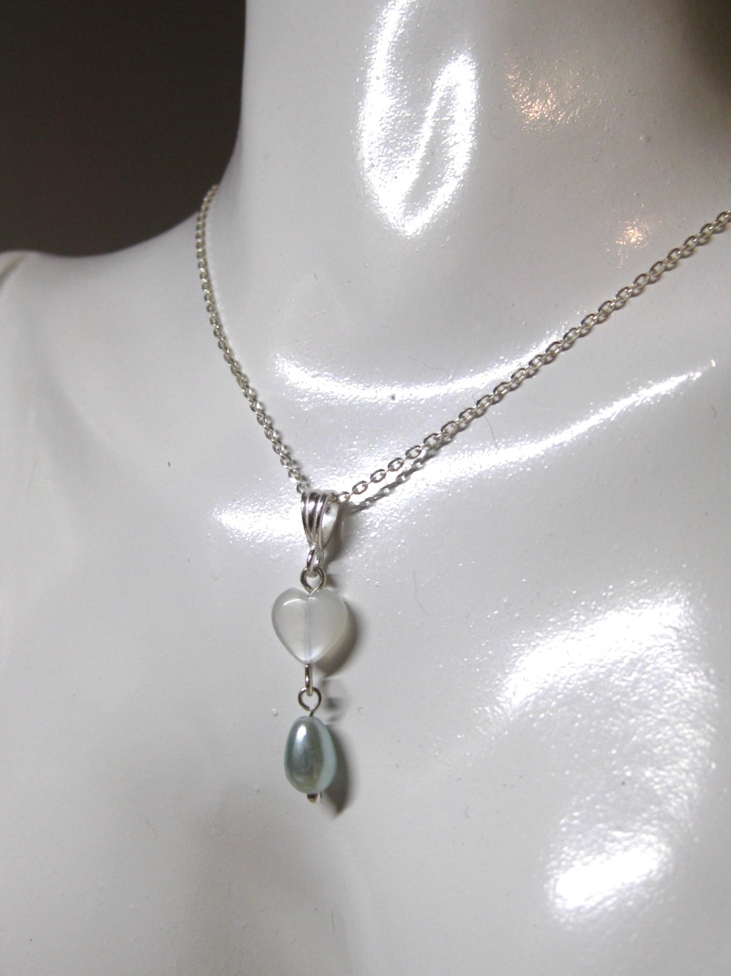 Moonstone Heart Pearl drop Necklace